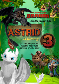 Green Joyful How To Train Your Dragon Birthday A4 template