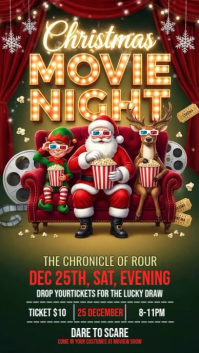 Green Joyful Illustrative Christmas Movie Night Instagram Story Instagram Story template