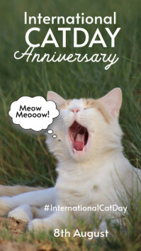 Green Joyful International Cat Day Instagram Story template