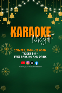 สีเขียว Karaoke Night Event Poster Template