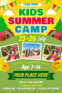 Green Joyful Kids Summer Camp Poster Iphosta template