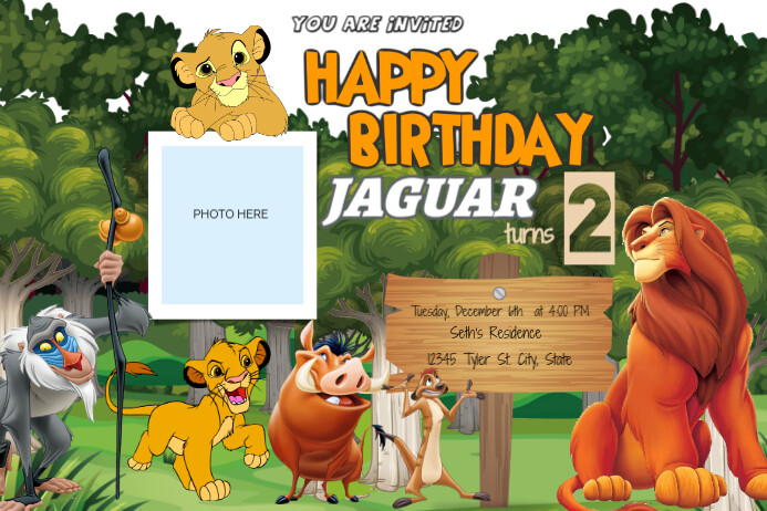 Green Joyful Lion King Banner 4' × 6' template