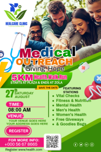 Green Joyful Medical Outreach Event Poster template