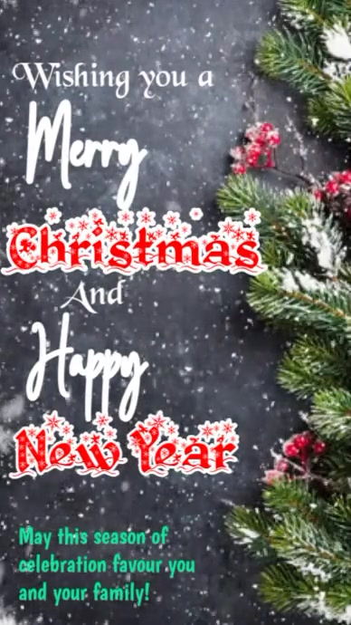 Green Joyful Merry Christmas And Happy New Year Greeting Instagram ...