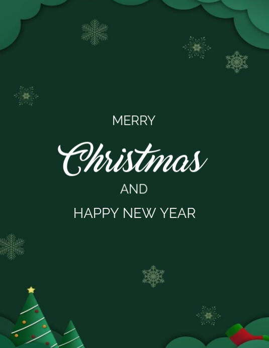Green Joyful Merry Christmas And Happy New Year Flyer (us Letter ...
