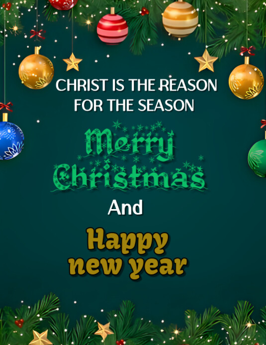 Copy of Green Joyful Merry Christmas And Happy New Year Flyer (us ...