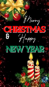 Red Joyful Merry Christmas And Happy New Year Greeting Card Instagram ...