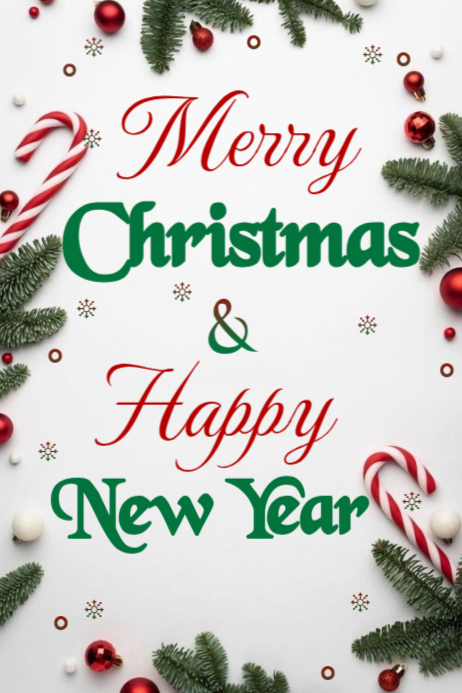 Copy of Green Joyful Merry Christmas And Happy New Year Greeting Poster ...