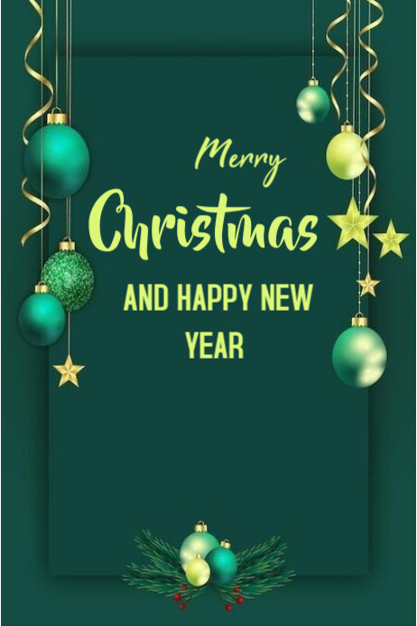 Green Joyful Merry Christmas And New Year Templates Online Greeting ...