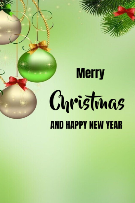 Green Joyful Merry Christmas And New Year Templates Online Greeting ...