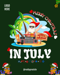 Green Joyful Merry Christmas In July Flyer  Instagram Portrait template