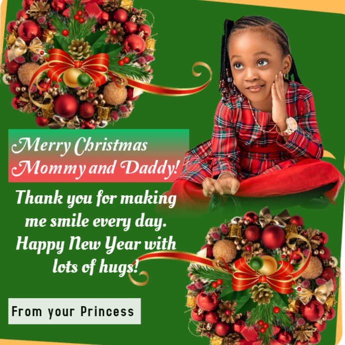 Green Joyful Merry Christmas Mommy And Daddy Instagram Post Template ...