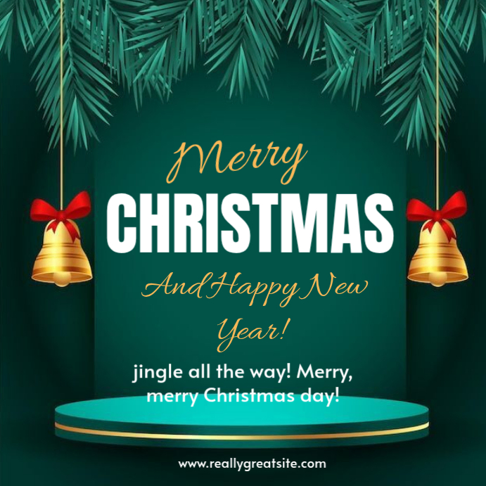 Green Joyful Merry Christmas Poster Template Instagram Post | PosterMyWall