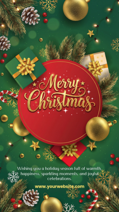 Green Joyful Merry Christmas Wish Instagram Story Template | PosterMyWall