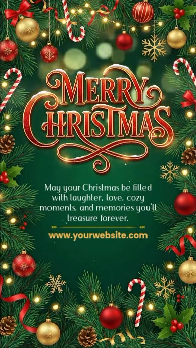Green Joyful Merry Christmas Wish Instagram Story Template | PosterMyWall