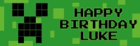 Green Joyful Minecraft Birthday Banner  Banner 2' × 6' template
