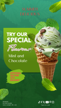 Green Joyful Mint Ice Cream Ads Instagram Story template