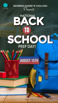 Green Joyful National Back To School Prep Day Digital Display (9:16) template
