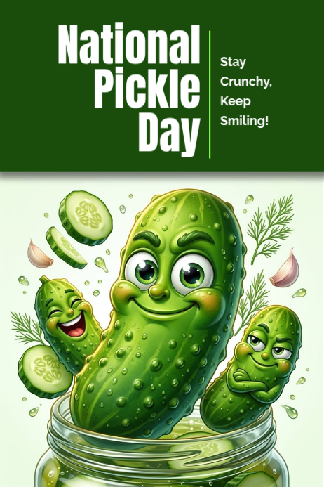 Posre Example Green Joyful National Pickle Day Poster Template | PosterMyWall