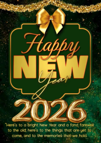 Green Joyful New Year Eve A2 template