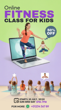 Green Joyful Online Kids Fitness Instagram Story Instagram-verhaal template