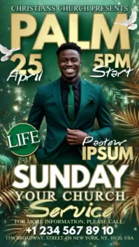 Зеленый Palm Sunday Church Service Instagram Story Template