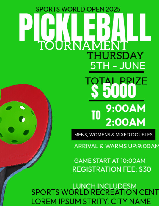 Green Joyful Pickle Pball Poster Flyer (us Letter) template