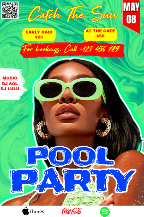 Green Joyful Pool Party Poster Template | PosterMyWall
