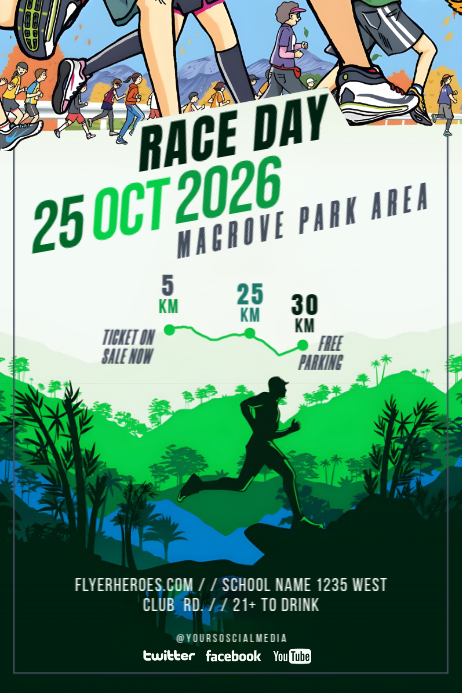 Green Race Day Event Posters Template | PosterMyWall