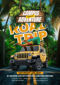 Green Joyful Road Trip Adventure A4 template