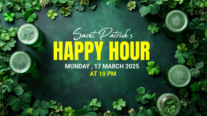 Green Joyful Saint Patrick's Happy Hours Digital Display (16:9) template
