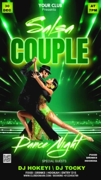 Green Joyful Salsa Couple Dance Night Party Flyer Instagram Story template