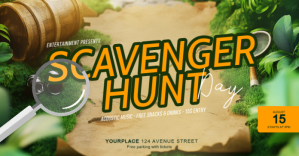 Green Joyful Scavenger Hunt Facebook Shared I Isithombe Esabiwe ku-Facebook template