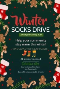 Green Joyful Socks Drive Poster template