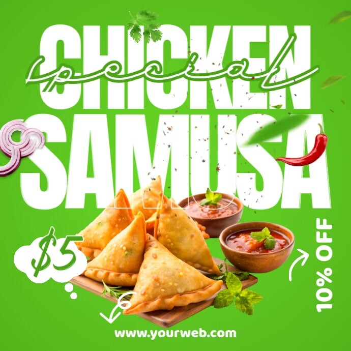 Green Joyful Special Chicken Samusa Instagram Post template