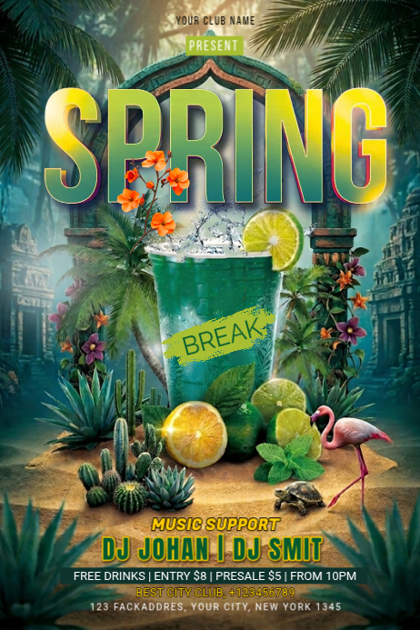 Copy of Green Joyful Spring Break Party Banner | PosterMyWall