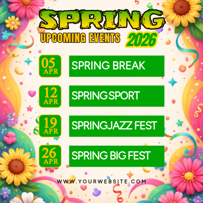 Green Joyful Spring Events Instagram Post Template | PosterMyWall