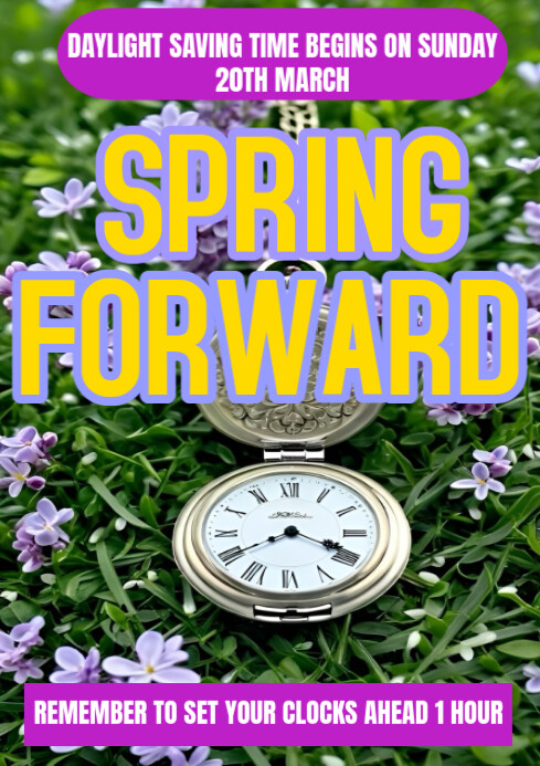 Green Joyful Spring Forward Design A1 Template | PosterMyWall