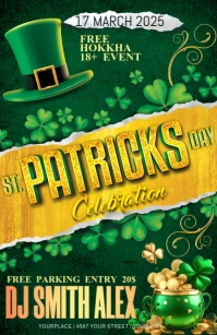 Green Joyful St Patrick's Day Half Page Wide Media Página Ancho template