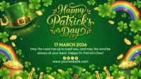 Green Joyful St. Patrick's Day Celebration Digital Display งานแสดงผลงานแบบดิจิทัล (16:9) template