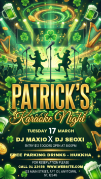 Green Joyful St. Patrick's Day Karaoke Night Instagram Story Indaba yaku-Instagram template