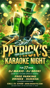 Green Joyful St. Patrick's Day Karaoke Night Instagram Story Video template