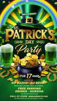 Green Joyful St. Patrick's Day Party Instagram Story Video template