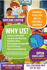 Green Joyful Summer Daycare Center Poster template