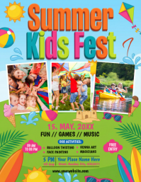 Green Joyful Summer Kids Fest Flyer ใบปลิว (US Letter) template