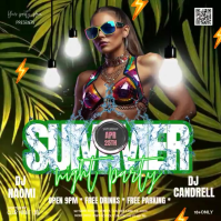 Czarny Summer Night Party Kwadrat Template