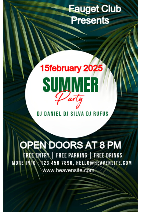 Green Joyful Summerparty Poster Cartaz template