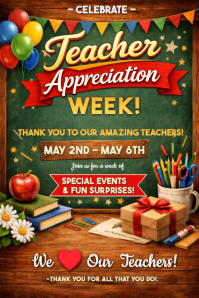 Green Joyful Teacher Appreciation Poster โปสเตอร์ template