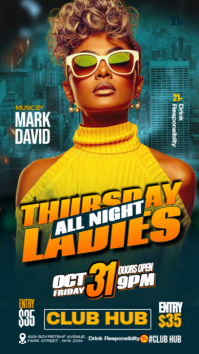 Green Joyful Thursday Ladies Night Party Instagram Story template