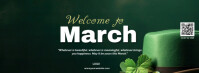 Green Joyful Welcome To March Best Greeting Facebook Cover Photo Facebook-Cover template